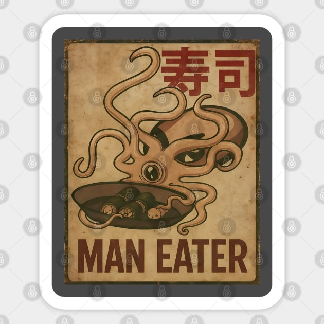 Man Eater Squid Sticker by Demian Stipatio